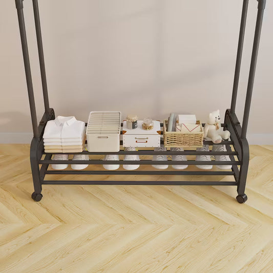 Metalna garderobna vješalica s policom - 105 cm