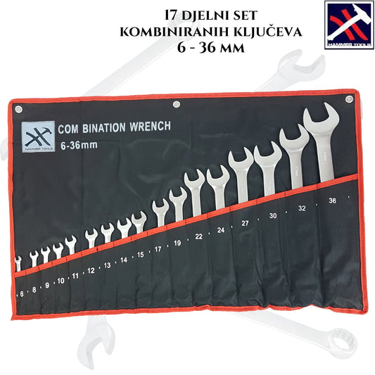 17 DJELNI KOMBINIRANI KLJUČEVI 6-36 HAMMER TOOLS