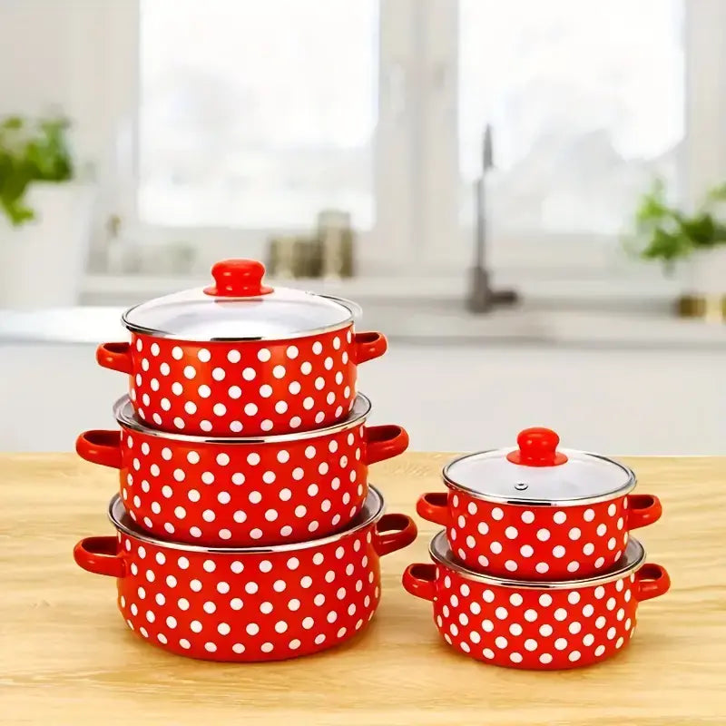 Retro set emajliranih lonaca 5-dijelni (16–24 cm)