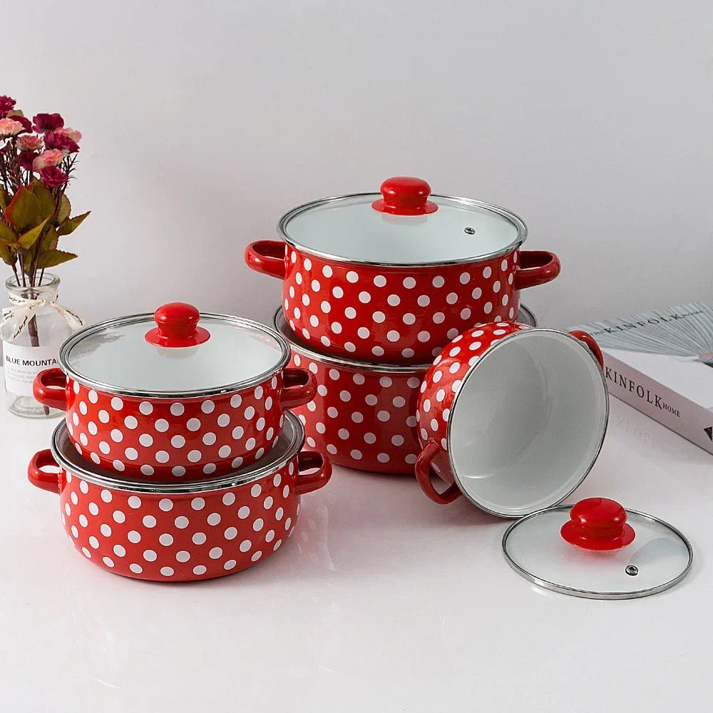 Retro set emajliranih lonaca 5-dijelni (16–24 cm)