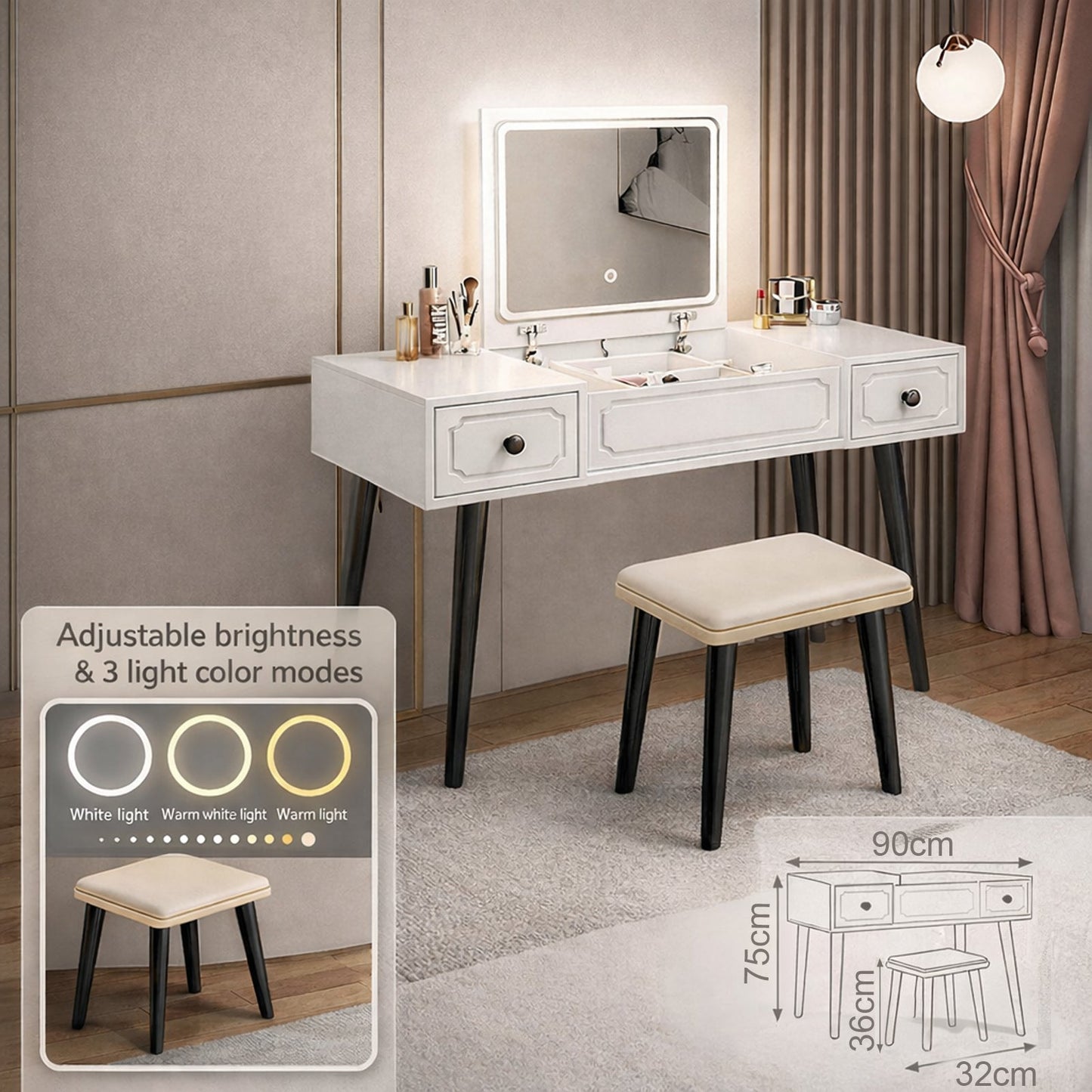 Stol za šminkanje s rasvjetom