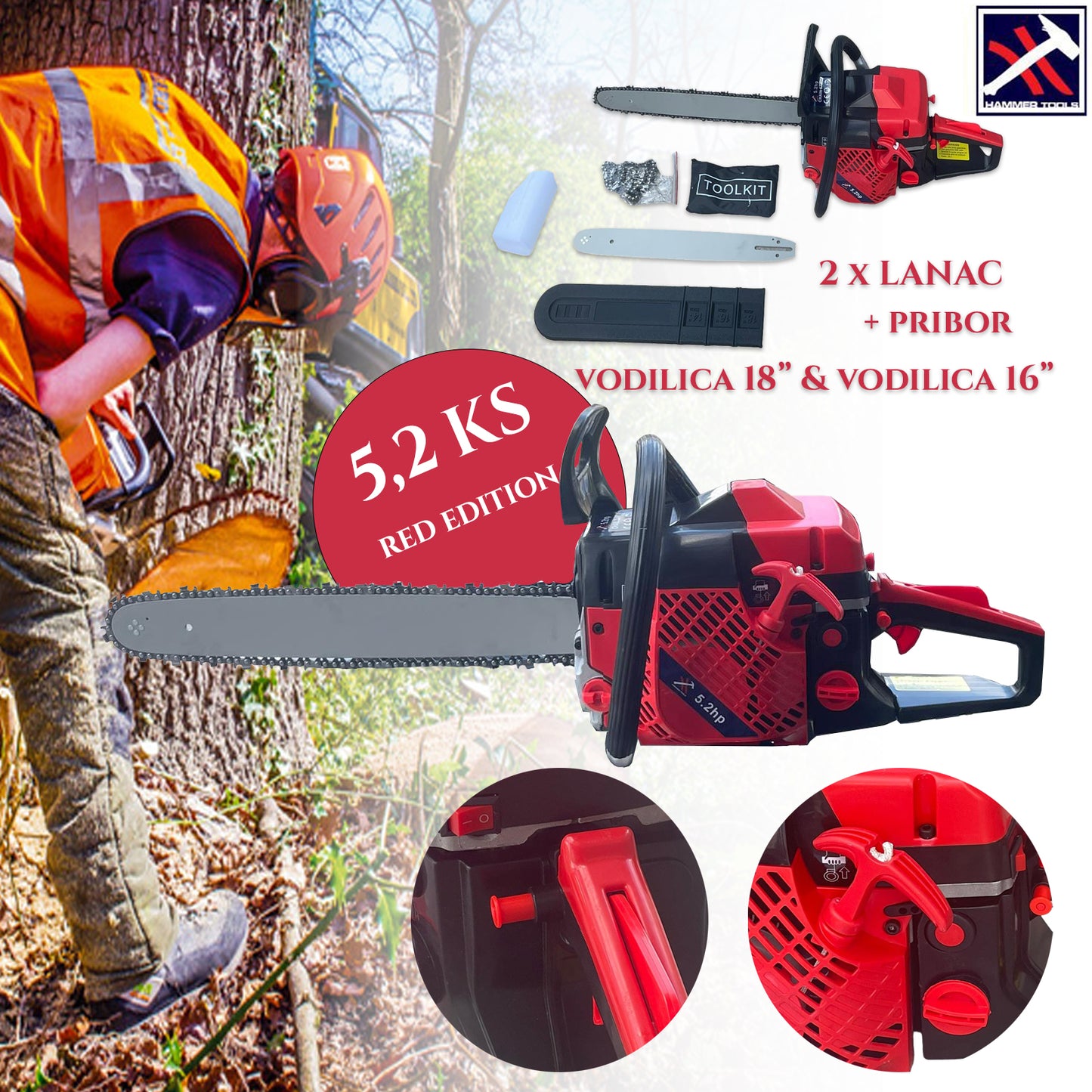 MOTORNA PILA HAMMER TOOLS 5,2 KS RED EDITION